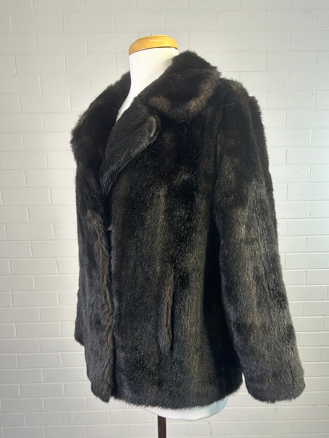 Otex of Melbourne | vintage 60's | faux fur coat | size 12 | single breasted