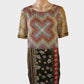 TINY shift dress in multicoloured geometric and floral prints with short sleeves, scoop neck and straight skirt for smart casual.