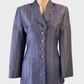 THOMAIY jacket in lavender with charcoal floral stripe, featuring long sleeves and notched lapel for smart casual or office wear.