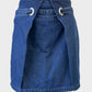 Topshop retro 60s flared mini skirt in blue denim with inverted pleat and tieback waist sash for smart casual wear.