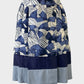 Designer Alannah Hill pleated skirt in blue and white with ribbons and bows print for special events or smart casual wear.