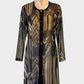 Designer Andiamo sheer black mesh jacket with bronze stripe print and button front for evening or office wear