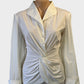 Anthea Crawford sleeveless shirt in white with twist front and wing collar for office wear.