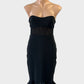 Designer Bec + Bridge bodycon dress in black with sheer midriff and mermaid skirt for formal or evening wear.