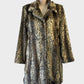 Bella Loren faux fur coat in leopard print with notched collar and in-seam pockets for evening or smart casual wear.