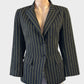 Designer Carla Zampatti vintage 90’s black pinstripe jacket with notched lapels and flap pockets for office wear