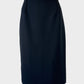 Designer Carla Zampatti black straight skirt with contour waist, raised darts and back vent for office wear.