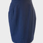 Designer Carla Zampatti straight skirt in navy blue wool crepe with back vent.