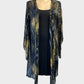 Carolina open front cardigan jacket in grey and green botanical print for smart casual or evening wear.