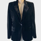 Chi Chen single breasted black velvet jacket with metallic flecks and wing lapels for formal or evening wear.