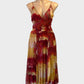 Cooper St A-line dress in red and yellow paisley print with spaghetti straps for special events or resort wear.