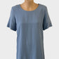 COS classic top in blue charmeuse silk with scoop neck and short sleeves for office or smart casual wear.