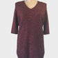 COS sweater dress in brick red and black chevron knit with V-neck and three-quarter sleeves for office or smart casual.