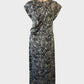 COS dress in cream and black abstract animal print with cap sleeves and gathered waist for evening or special events wear.