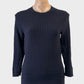 COS sweater in navy blue waffle weave cotton with rib trim and hip band for office or smart casual wear.