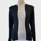 Cue sweater in black and beige with contrasting front panel and polo neck for office or smart casual wear.