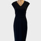 David Lawrence classic sleeveless sheath dress in black with decorative neckline insert for office or evening wear.