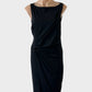 Designer DSQUARED2 classic shift dress in black with bateau neck, draped front overlay and straight skirt for evening or office wear.