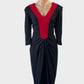 Designer Frankly Ginger black and red sheath dress with v-neck and pleated pencil skirt for evening wear.
