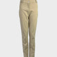 Designer GANT beige straight leg chino pants in cotton twill with mid-rise waist and zip front pockets for smart casual wear.