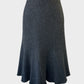 Designer Gerry Weber grey godet skirt in pinstriped weave with zigzag stitching for office wear.