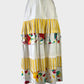 Designer Jill Fitzsimon vintage 80's layered skirt in white and yellow cotton with stripe and floral prints for smart casual wear.