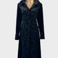 Designer La Strada black velvet jacket with floral pattern and shawl collar for evening wear.