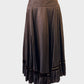 Designer Lisa Ho vintage 90's brown circle skirt in satin twill with velvet trim for evening or special events.