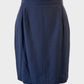 Designer Louis Féraud navy blue pure wool vintage 80's straight skirt with regular waistband for office wear.