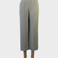 Designer Max Mara grey straight leg cropped pants with high-rise waist, narrow waistband, and slash pockets for office wear.