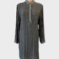 Designer Mela Purdie black and white geometric striped shirt dress with zip pockets for smart casual or office wear.
