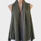 Designer Morrison green and grey crocheted vest with knit lining and shawl collar for smart casual wear.