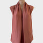 Designer Scanlan Theodore pink sleeveless charmeuse silk top with draped front for office or special events.