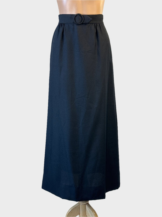 Designer Vogue line by Barold's black maxi skirt with buckle waist for evening or formal wear.