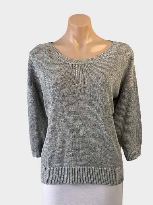 Ecology sweater in pure line knit with scoop neck and three quarter sleeves for smart casual wear.