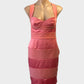 Elise Ryan sheath dress in pink with corset bodice and pencil skirt for special events or formal wear.