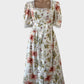 Designer Elliatt cream floral cotton linen shirt dress with guipure lace trim and pleated skirt for special events