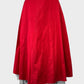 Red Moulin Rouge style circle skirt in silk shantung with tulle petticoat and ruffle hem for evening wear.