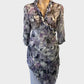 Flower asymmetric top in purple and grey watercolour floral print for special events or evening wear.