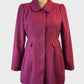 Forever New berry coat with peter pan collar and metal buttons for smart casual wear.