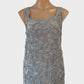 Designer Françoise Esterházy sleeveless sheer silk top with pewter beading, scalloped hem and square neck for formal or evening wear.