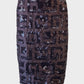 French Connection dark burgundy silk skirt with black geometric sequin embellishment for evening wear.