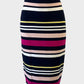 Designer French Connection tube skirt in multicoloured striped knit with elasticated waist for office or smart casual wear.