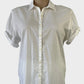 Gap classic short sleeve shirt in white cotton with button up front, fold up cuffs, pleated yoke back, and curved hem for smart casual.