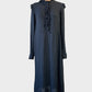 H&M dress in navy with white polka dots and frill details for office wear.