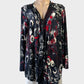 Vintage 90’s Ignazia waterfall cardigan in black jersey with abstract print and crinkle ruffle trim for smart casual or office wear