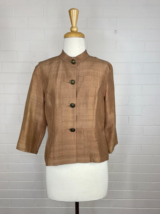 Sarissa | jacket | size 8 | single breasted | 100% silk.