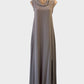 Designer Jac + Jack maxi dress in grey with cowl neck and raw edge finish for smart casual or special events wear.