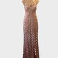 Jadore strapless dress in pink guipure lace with sweetheart neck for formal wear.