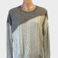Designer Lania The Label sweater in dove grey with mid grey contrast, long sleeves and cable knit front for casual wear.